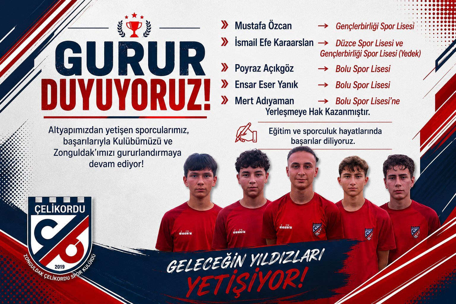 Altyapımızdan Büyük Başarı: Sporcularımız Spor Liselerine Yerleşme Hakkı Kazandı